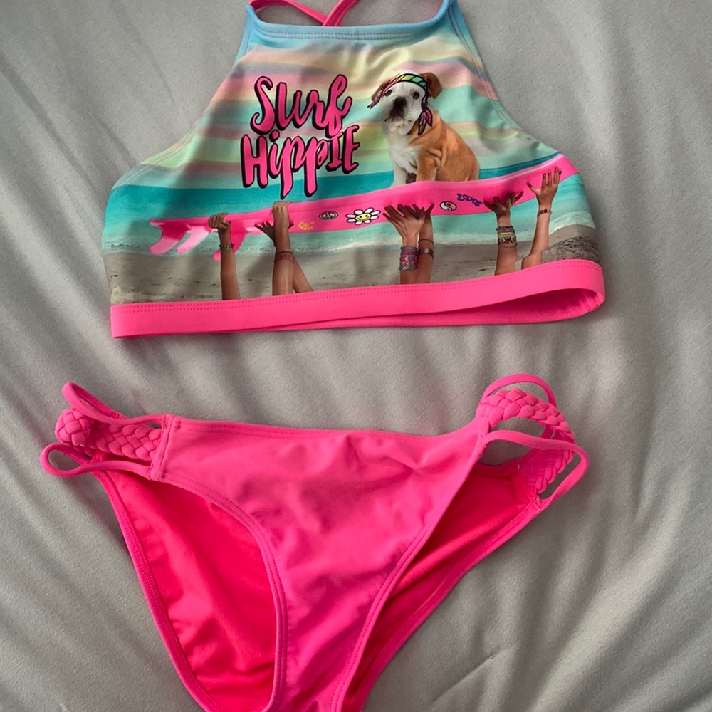 A pink Hollister girls bathing suit